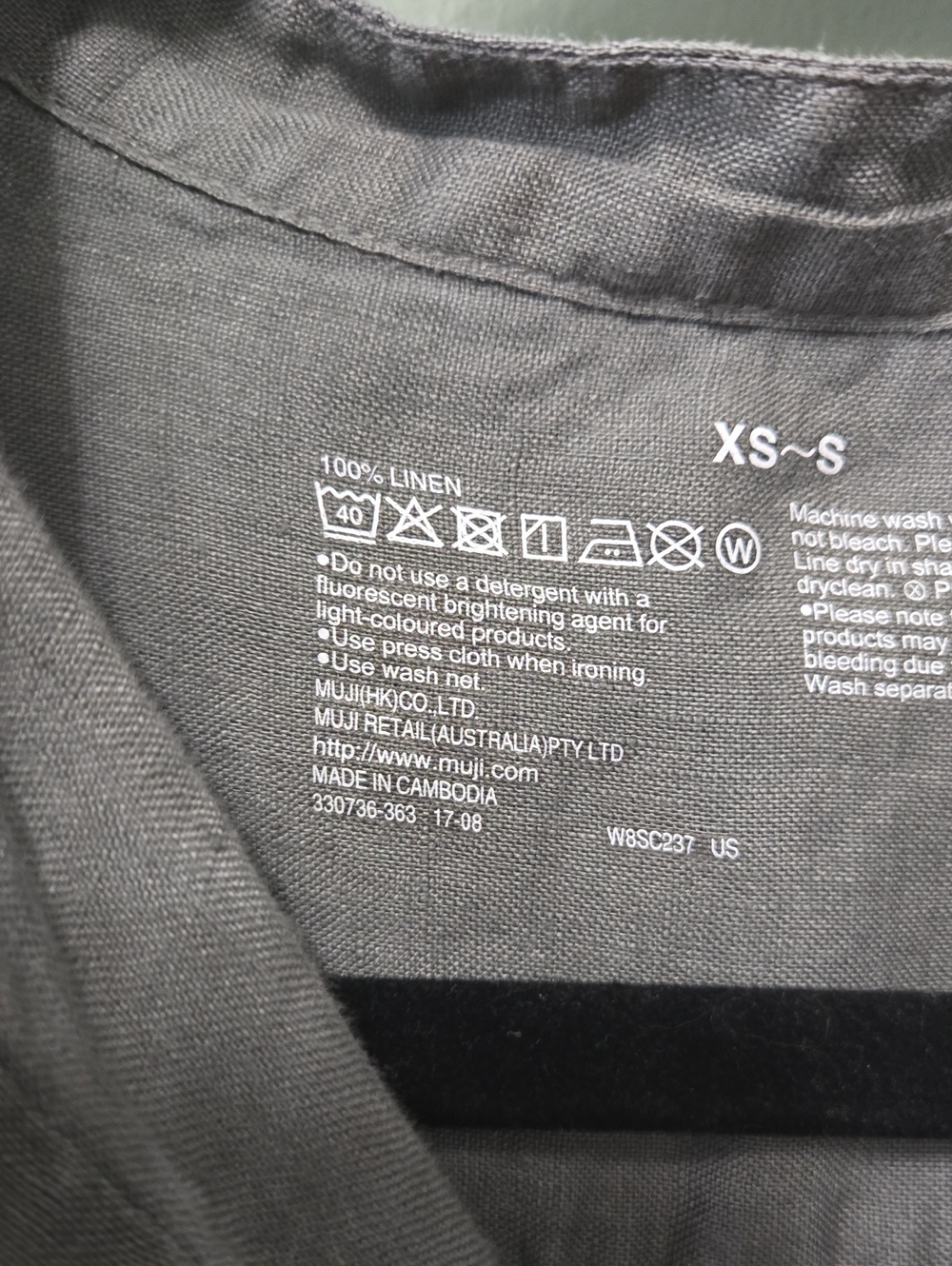 Muji Gray Linen Band-Collar Button-Down Shirt XS - S - Picture 3 of 4
